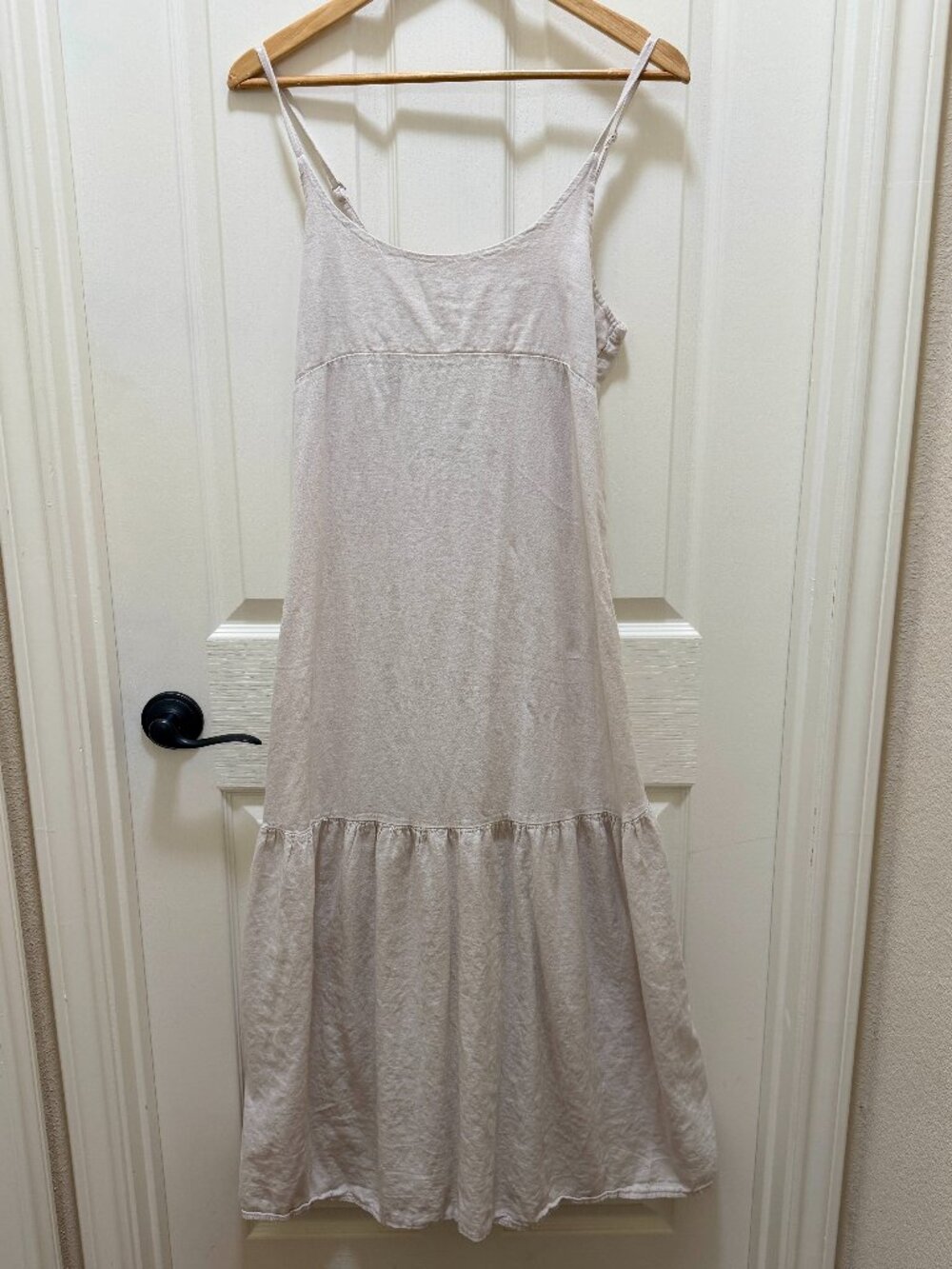 Terzo Millennio Women's 100% Linen Maxi Dress Size S Beige Boho Lightweight